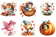 Whimsical Fall Birds Clipart, a Seasonal Illustration by DreamArtGraphic (Thumbnail 4 of 4)
