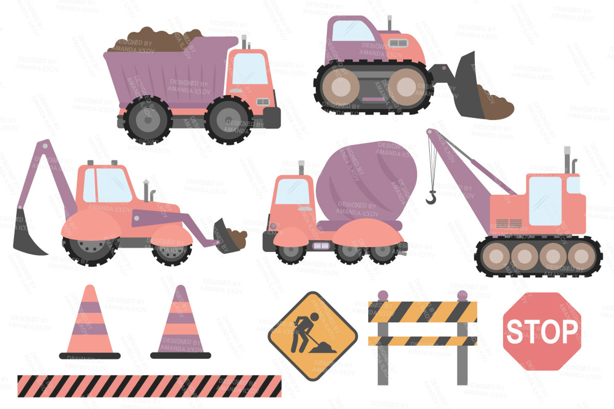 Vintage Girl Construction Trucks, an Illustration by Amanda Ilkov (Photo 2 of 2)