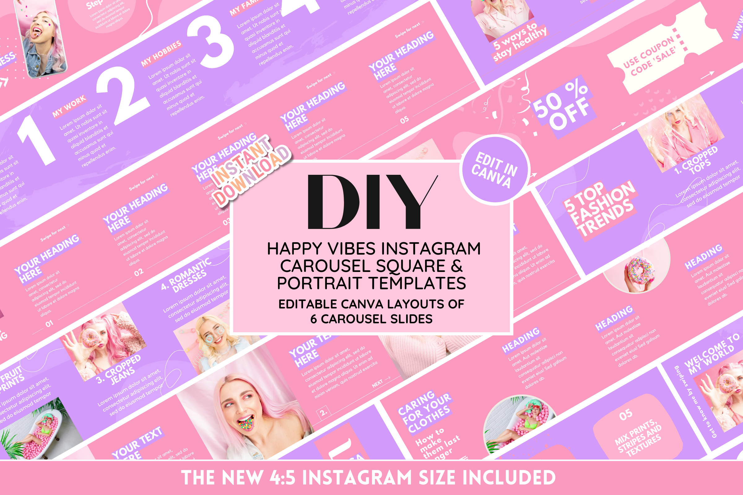 Colorful Instagram Carousel Bundle