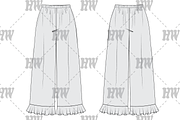 Ruffle Pant Fashion Flat, a Bottom Mockup by haydenwentworth (Thumbnail 1 of 3)