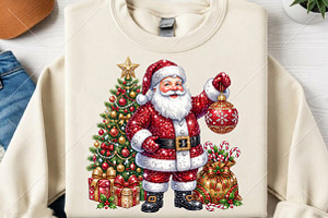 Rhinestone Santa Claus Christmas PNG, a Seasonal Illustration by Canvas Craft