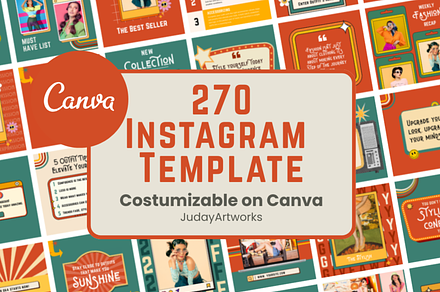 270 Retro Instagram Templates, a Templates & Theme by judayartworks