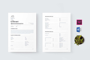Client Questionnaire | Word & Indd, a Stationery Template by design_hut