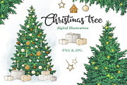 Christmas tree and gift boxes PNG, a Decorative Illustration by Blowballmay (Thumbnail 1 of 6)
