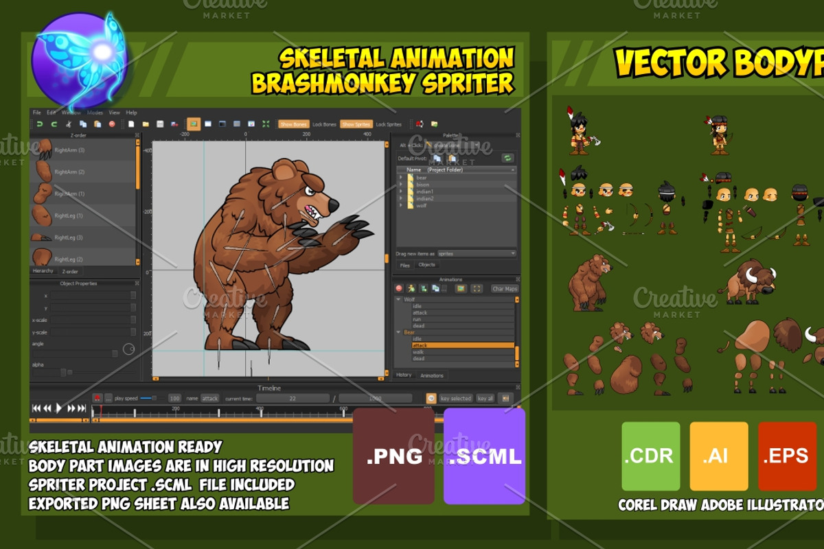 Native Americans - Game Sprites, an Animal Illustration by pzUH (Photo 4 of 5)