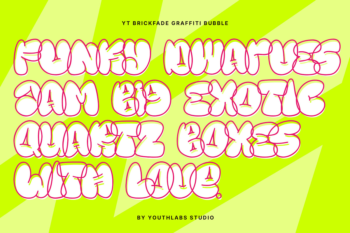 YT Brickfade - Bubble Graffiti Font, a Handwritten Font by Youthlabs Studio (Photo 3 of 15)