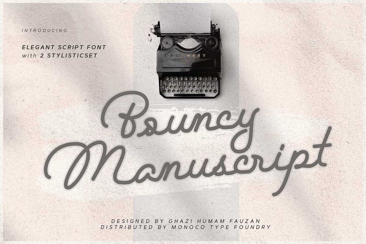 Bouncy Manuscript Script Font, a Script Font by Monoco Type Foundry (Photo 1 of 9)