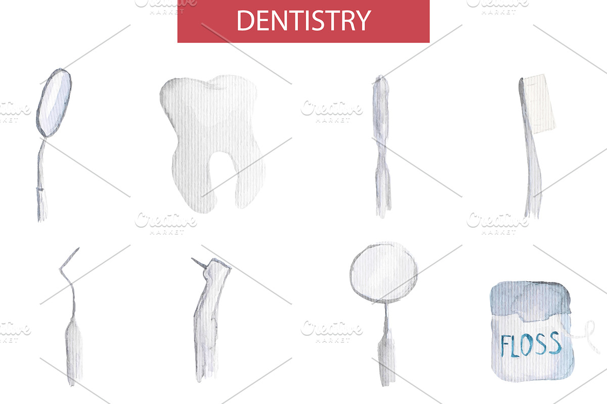 Set of vector dentistry instruments, an Illustration by Inspiretta