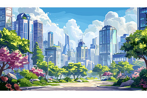 Cartoon Style Landscape Of The