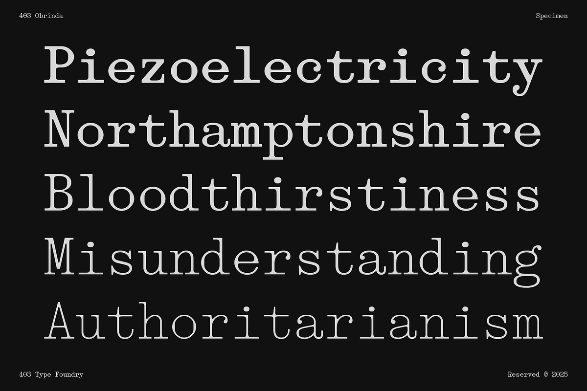 403 Obrinda - Serif Mono, a Serif Font by 403 Type Foundry (Photo 6 of 15)