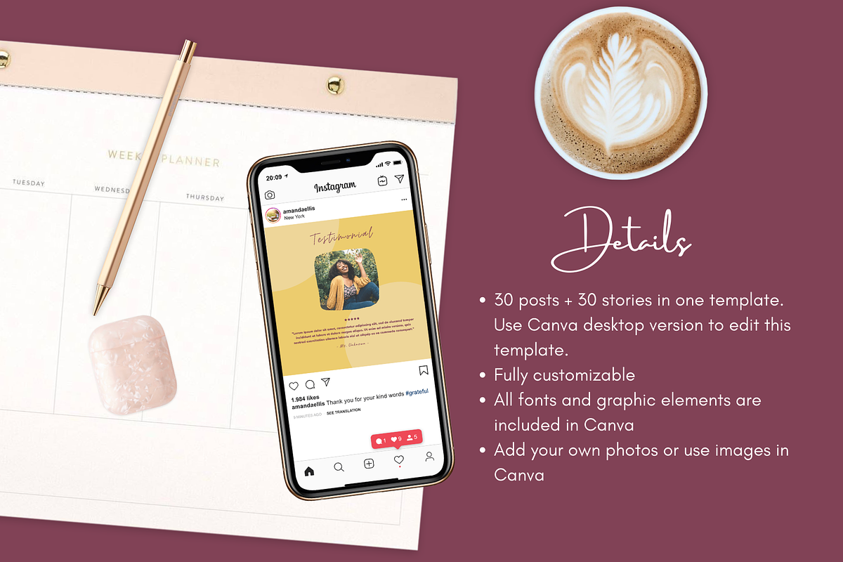 60 Instagram Post & Stories - CANVA, a Social Media Template by Tegefeldt Design (Photo 6 of 8)