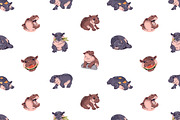 Cute hippos set + seamless patterns, an Animal Illustration by PaperTrident (Thumbnail 13 of 14)