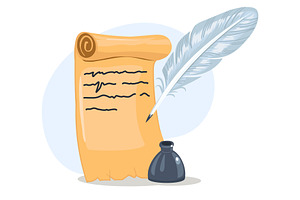 Ancient paper scroll with text and, an Illustration by Vectorbuum
