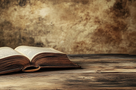 Open bible on old wooden table, a Wallpaper Photo by MistyDay