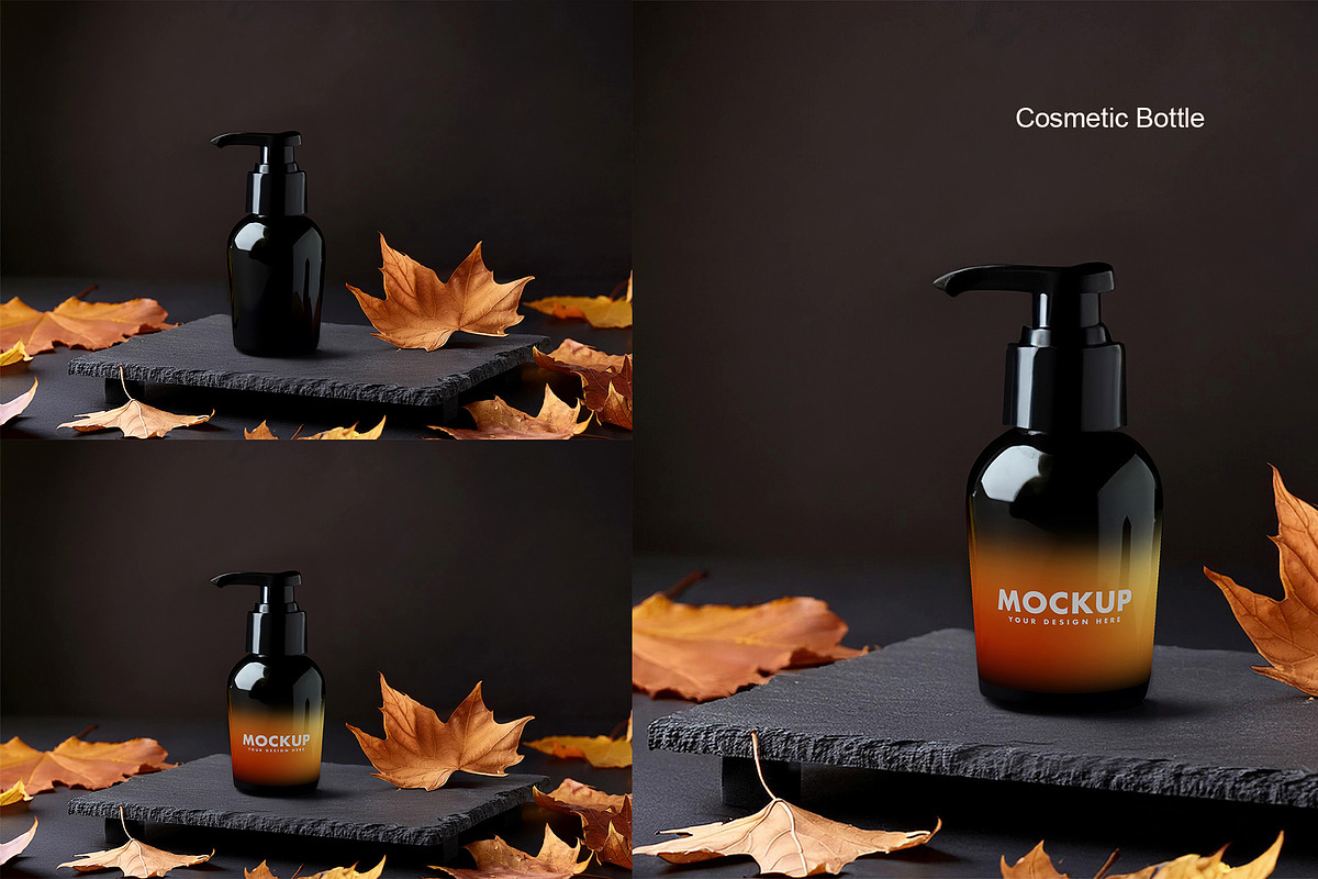 Autumn Leaves & Slate Mockup Set, a Packaging Mockup by BMACHINA Labs. (Photo 3 of 5)