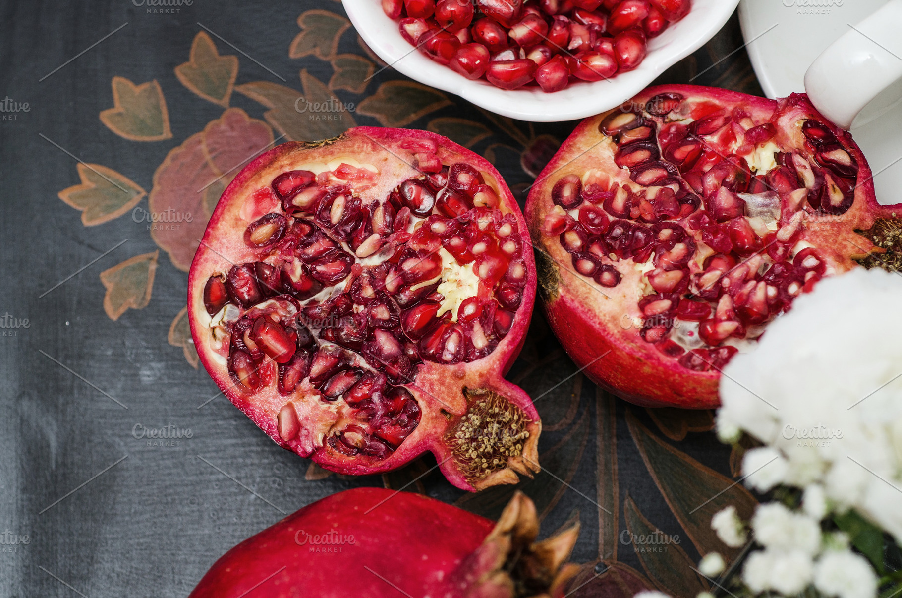 Pomegranate coffee tray stock photo containing pomegranate and coffee tray, a Food & Drink Photo by The LUV Stock Photos