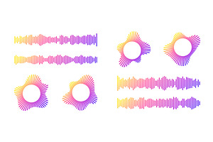 Gradient sound wave patterns with, an Object Illustration by YuliiaOsadcha