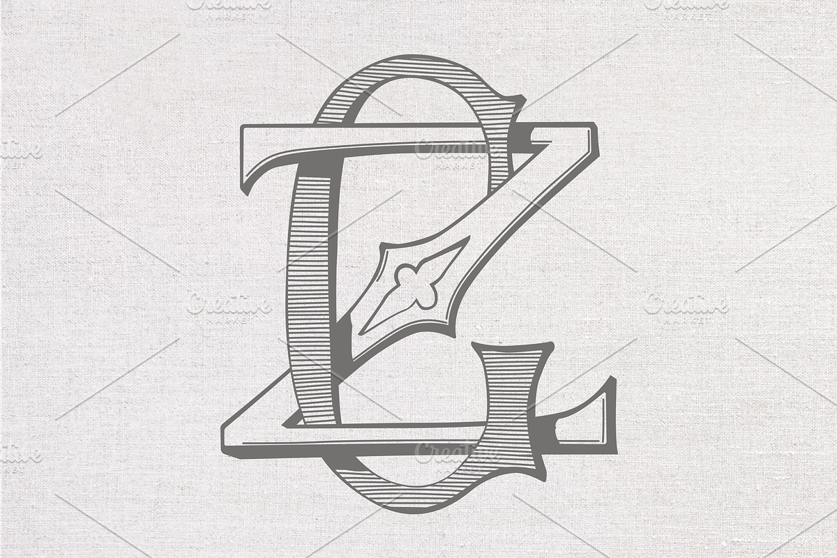 GZ vintage monogram, a Decorative Illustration by Vintage Monograms