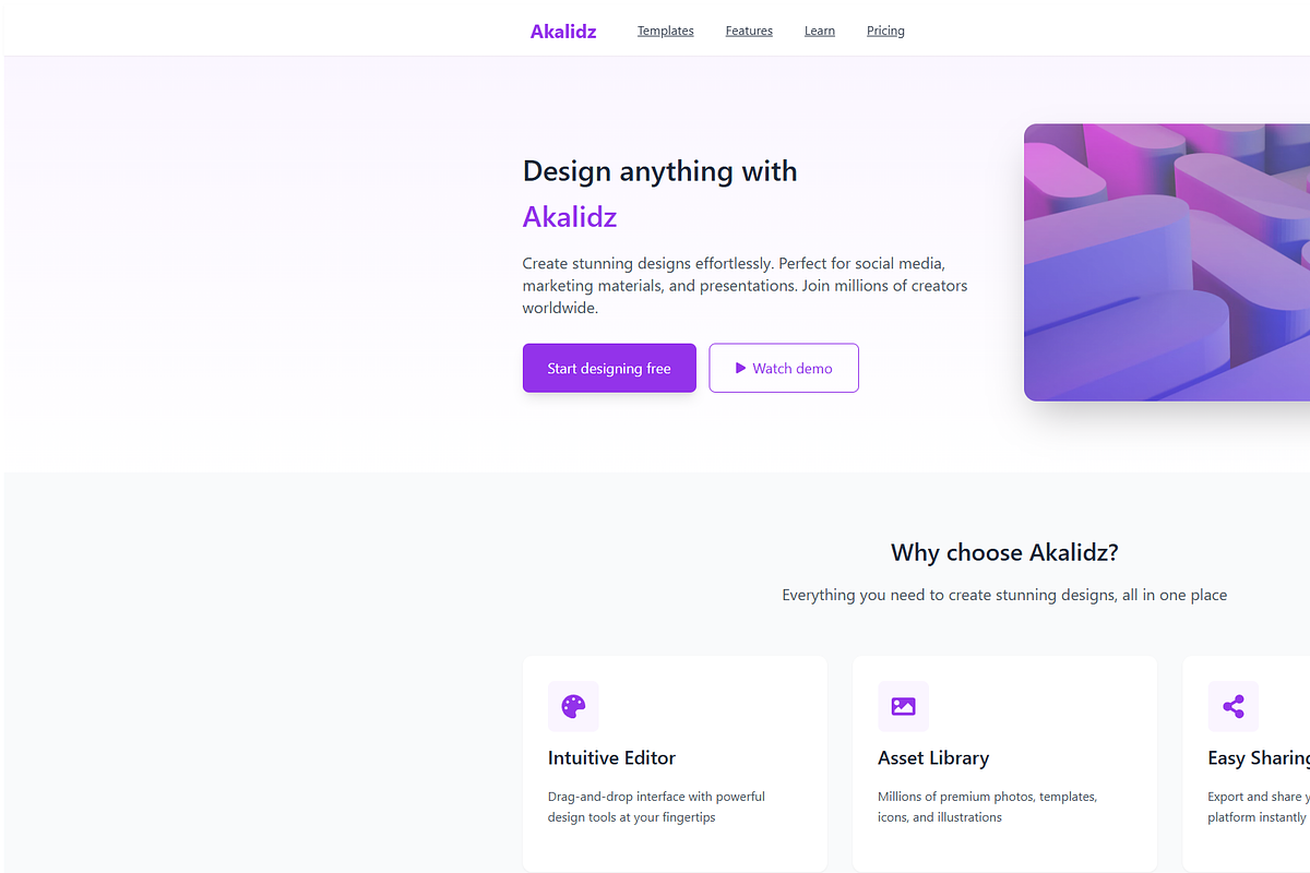 Canva Inspired Landing Page, a React Template by Dz Akali (Photo 1 of 4)