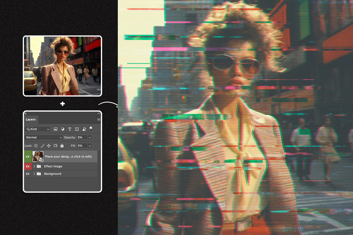 VHS Glitch Square and Poster Effect, a Layer Style Add-On by dokudokunomi (Photo 2 of 3)