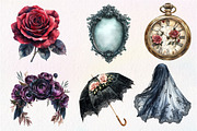 Watercolor Gothic Wedding Clipart, an Illustration by Dream Creation (Thumbnail 3 of 7)
