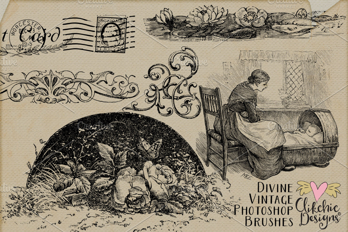 Divine Vintage Photoshop Brushes preview 8