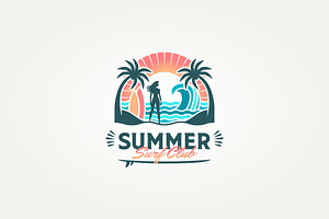 modern summer surf club label logo, a Branding & Logo Template by Blazybone