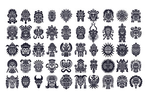 Mexican mayan aztec masks tattoo ink, an Object Illustration by Stock-Smart-Start