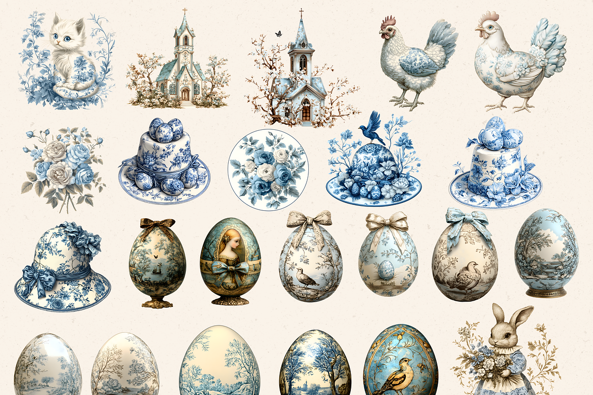 CHINOISERIE EASTER CLIPART PACK, a Seasonal Illustration by Daring Digies (Photo 3 of 8)
