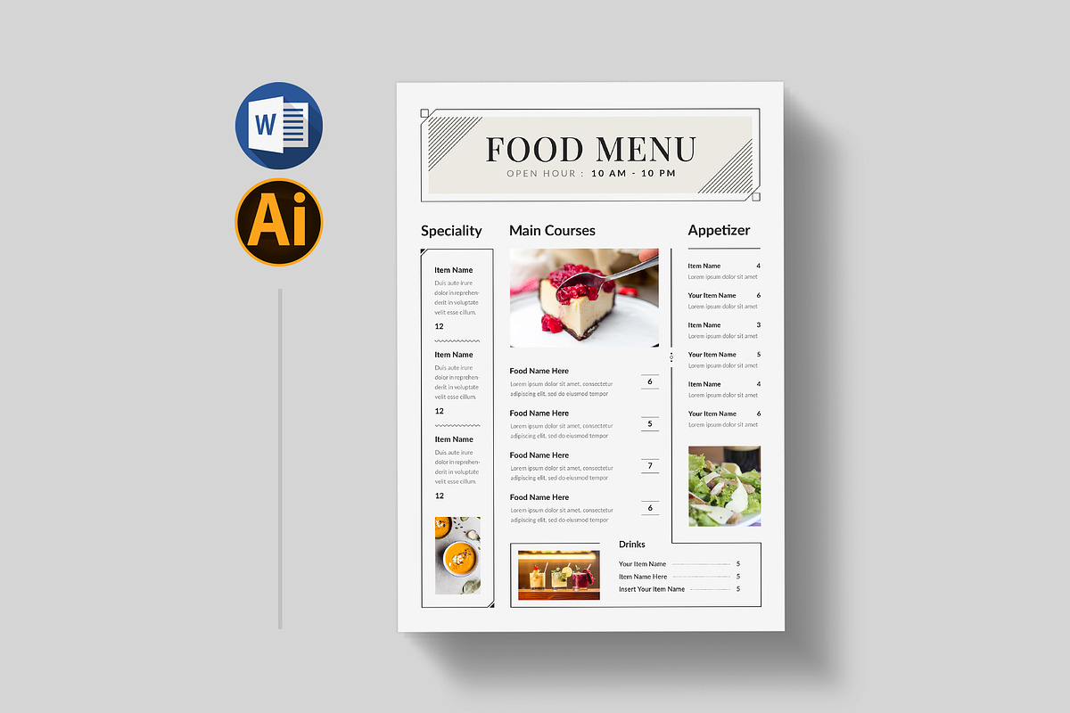 Food Menu, a Flyer Template by Pixelpick (Photo 2 of 3)