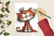 Whimsical Cat Clipart, an Illustration by Design Market (Thumbnail 5 of 5)