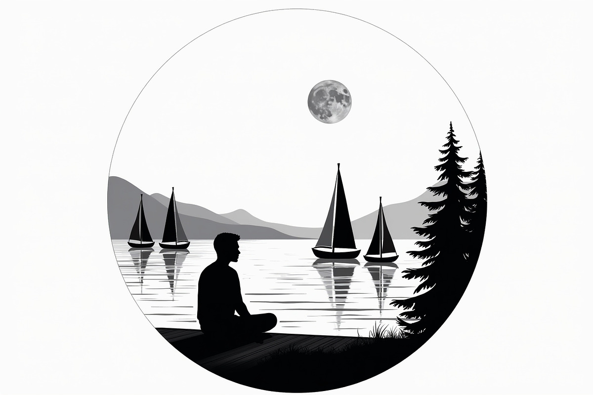 Lake Meditation & Sailing Set, an Illustration by BIPLOB EXPERT (Photo 9 of 9)