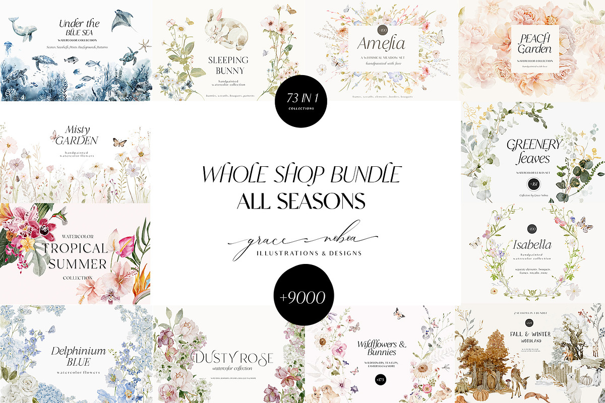 No.1 WHOLE SHOP Graphic Bundle art, a Decorative Illustration by Grace Noboa Illustrations (Photo 2 of 12)