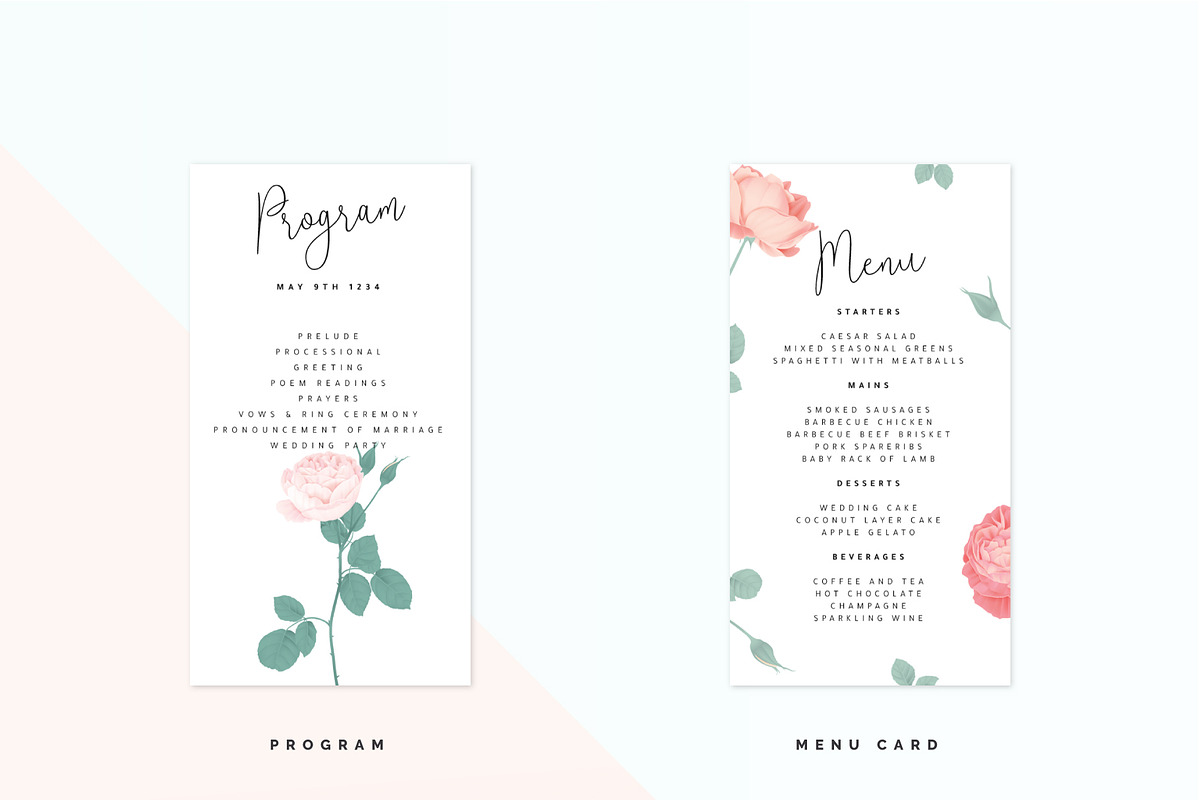 Rose wedding invitation suite, an Invitation Template by Momosama Studio (Photo 6 of 7)