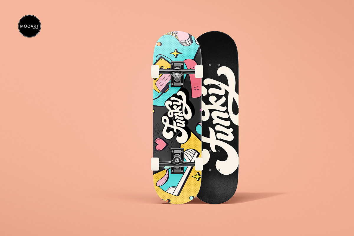 Skateboard Mockup Set v1, a Merchandise Mockup by Mocart (Photo 5 of 18)