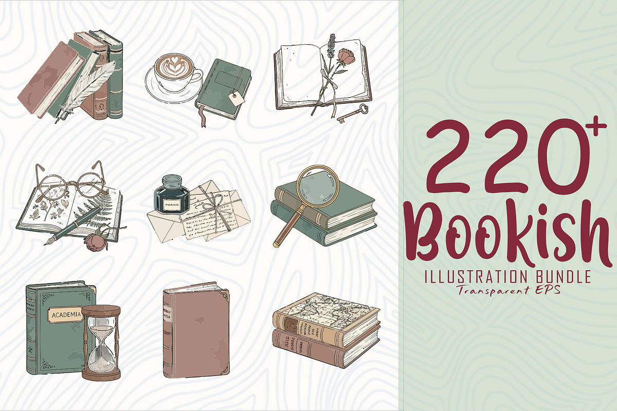 220 Aesthetic bookish illustration, an Education Illustration by Sofia's Fashion (Photo 1 of 4)