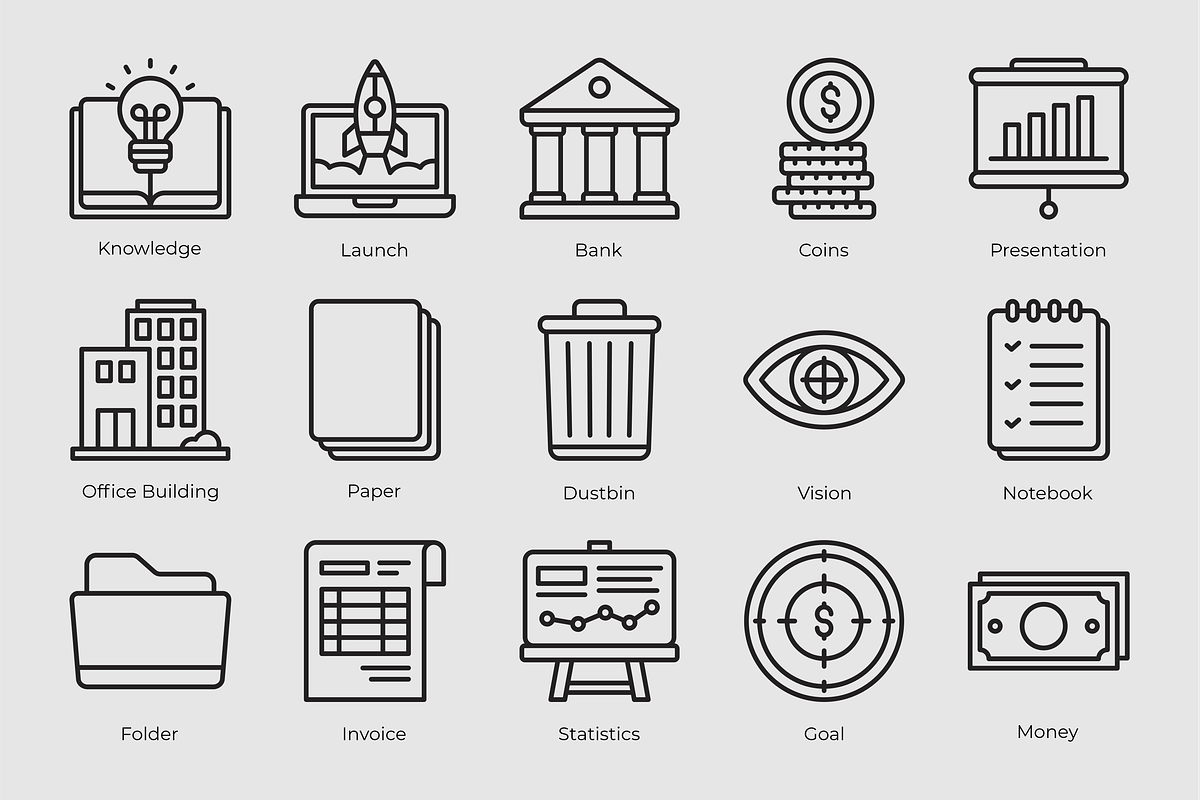 Business and Finance Icons, an Outline Icon by Tekuni (Photo 5 of 6)