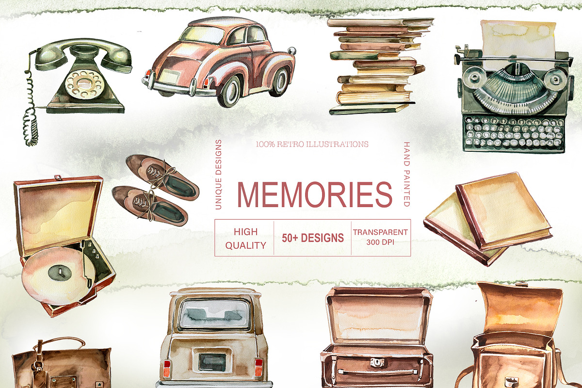 Watercolor Memories Clipart Set, a Person Illustration by ArtCreationsDesign (Photo 4 of 10)