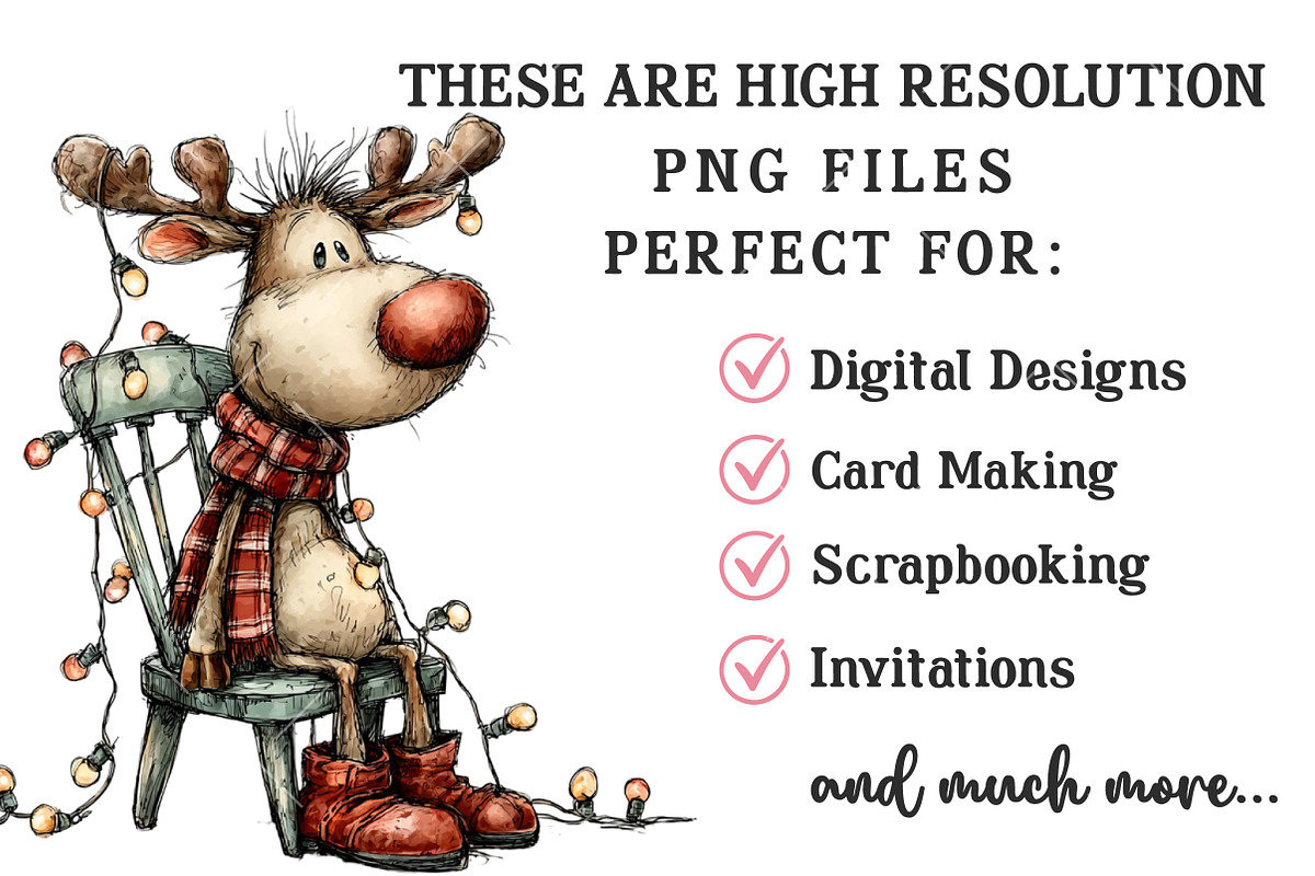 Christmas Cute Reindeer Clipart, an Illustration by OK Design (Photo 5 of 6)
