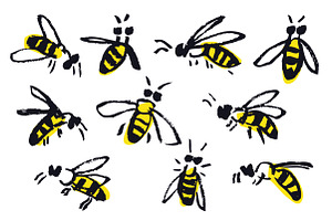 Hand drawn bees