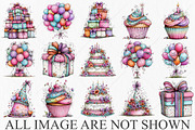 Watercolor Birthday Clipart Bundle, a Seasonal Illustration by Canvas Craft (Thumbnail 4 of 10)