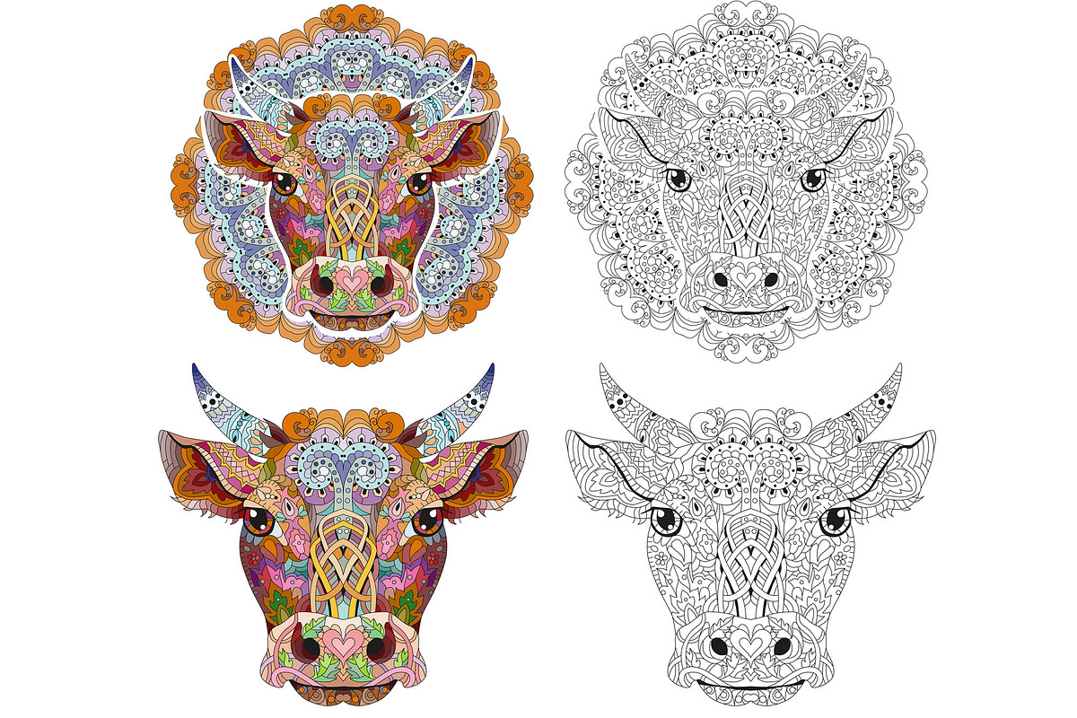 Decorative bull with mandalas, an Animal Illustration by Watercolor fantasy (Photo 3 of 7)