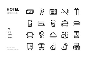 Hotel Line Icons