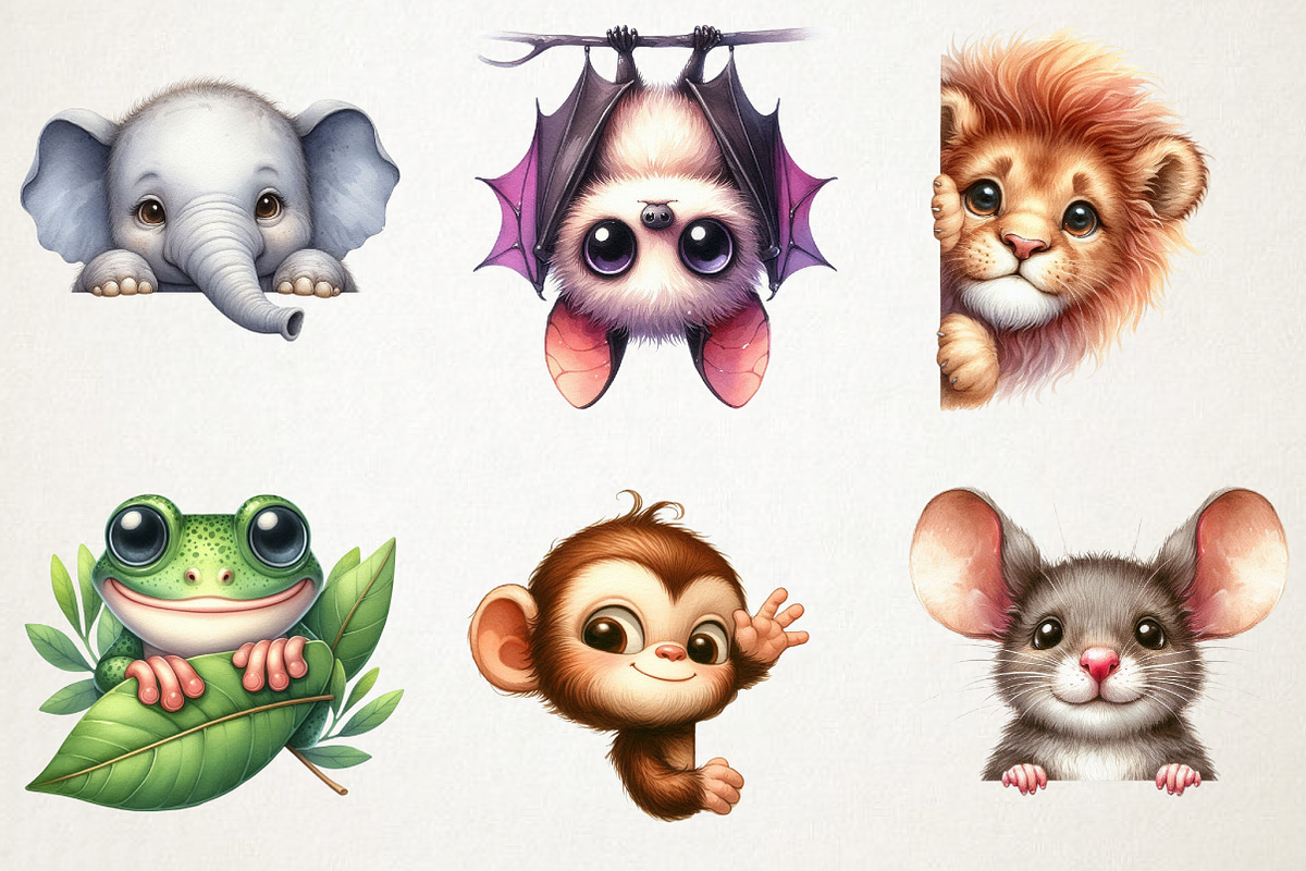 Quirky Animal Peeking Clipart, an Illustration by RobertsArt (Photo 6 of 7)