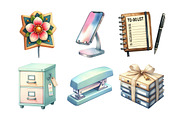 Watercolor Office Clipart Bundle, an Illustration by Daily.Designs (Thumbnail 4 of 4)