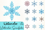 Watercolor Snowflake Set, an Illustration by CrexoraLab (Thumbnail 1 of 5)