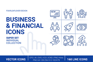 160 Business and Financial Icons Set