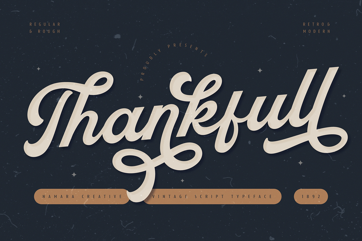 Thankfull – Vintage Script Typeface, a Script Font by Namara Creative Studio (Photo 1 of 11)