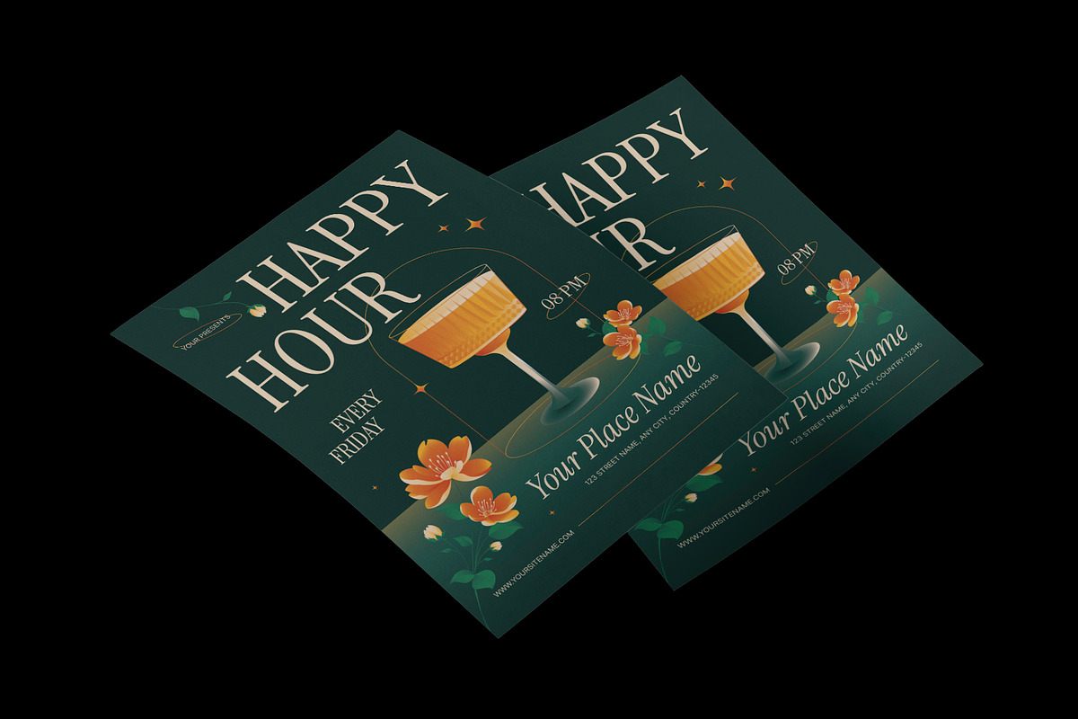 Summer Cocktail Happy Hour Fly, a Flyer Template by Neermana (Photo 3 of 4)