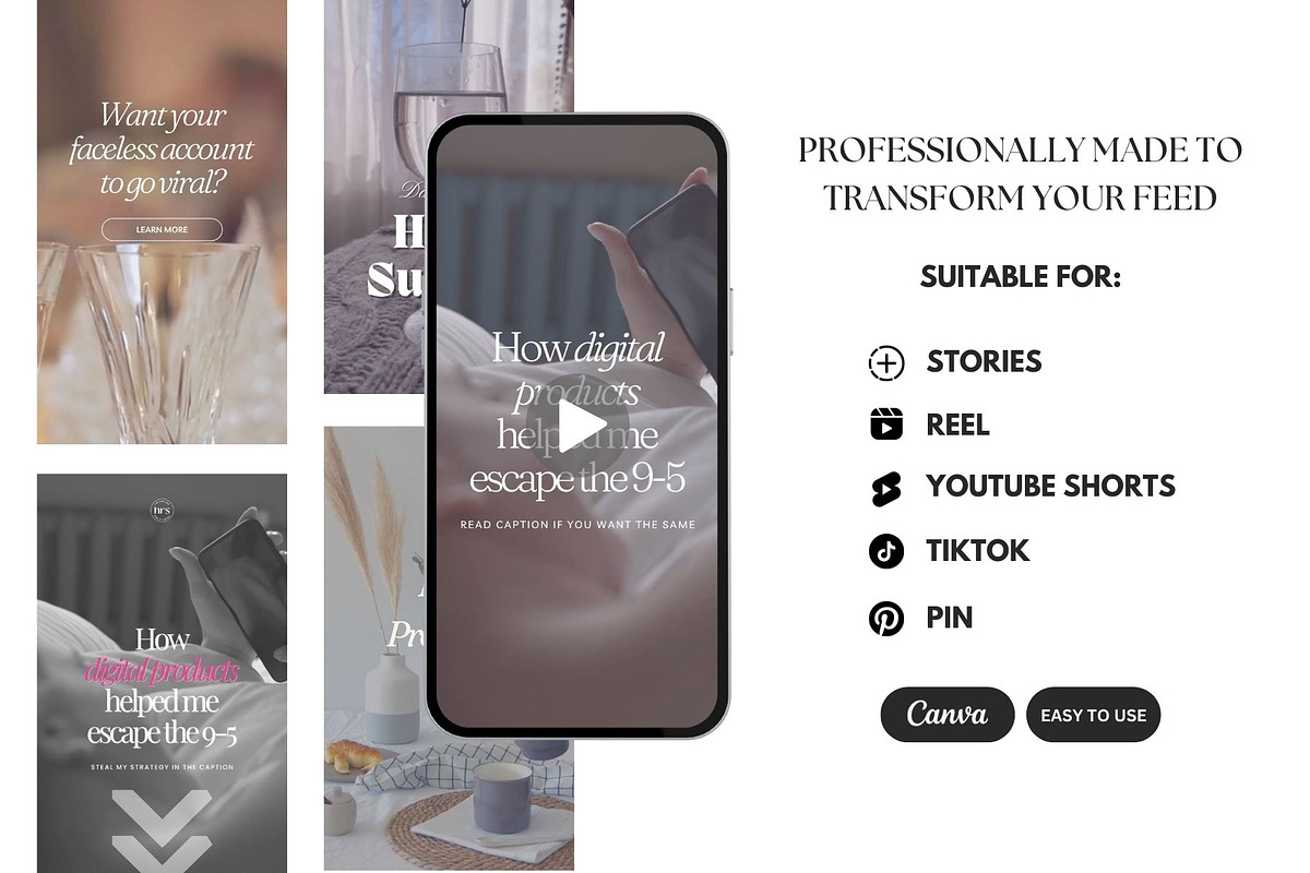 50 Faceless Reel Bundle-MRR & PLR, a Social Media Template by Studioxhq (Photo 3 of 4)